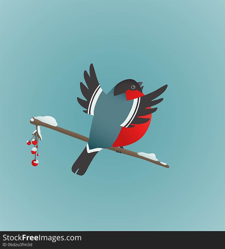 Bird illustration with berries. Vector EPS8 drawing. Bird illustration with berries. Vector EPS8 drawing.