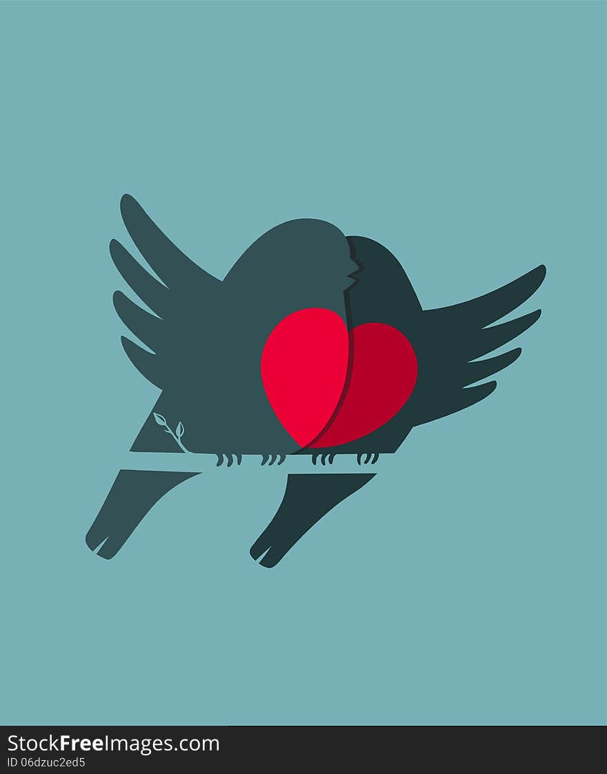 Birds couple in love illustration. Vector EPS8 drawing. Birds couple in love illustration. Vector EPS8 drawing.