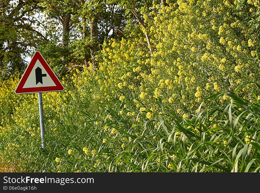 Turn mountain road among the green trees in the mountains of Italy. Turn mountain road among the green trees in the mountains of Italy