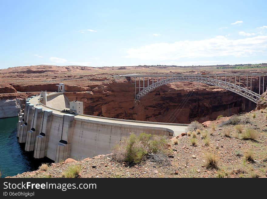 Glen Canyon Dam And Bridge