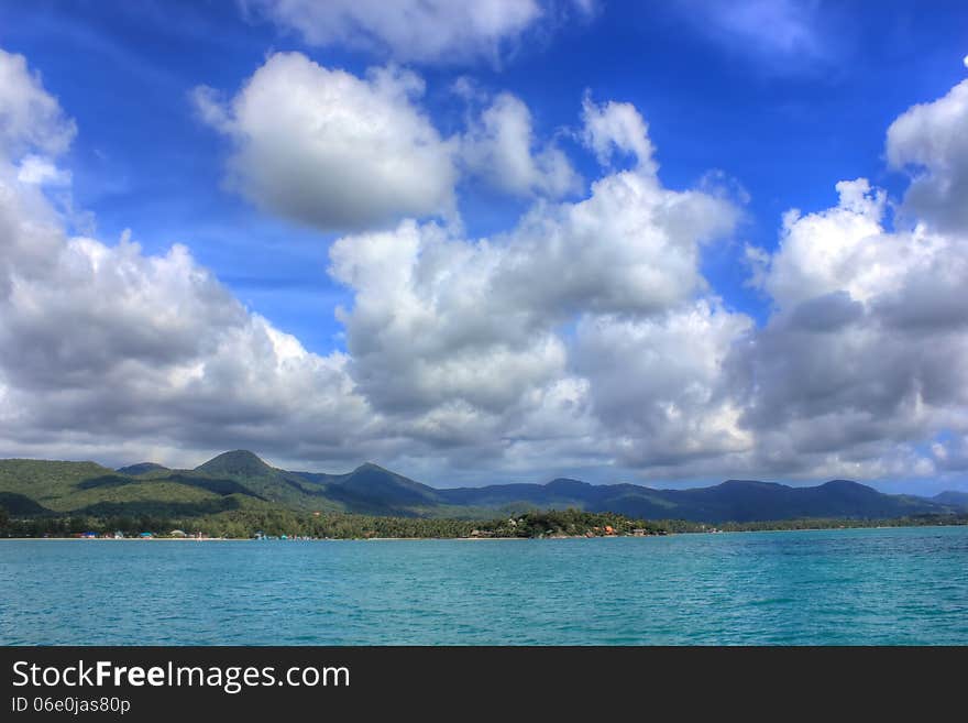 Thailand nature, traveling to Asia, clouds over the water. Thailand nature, traveling to Asia, clouds over the water