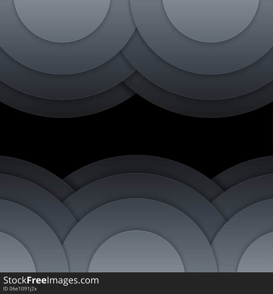 Abstract Dark Grey Paper Circles Background