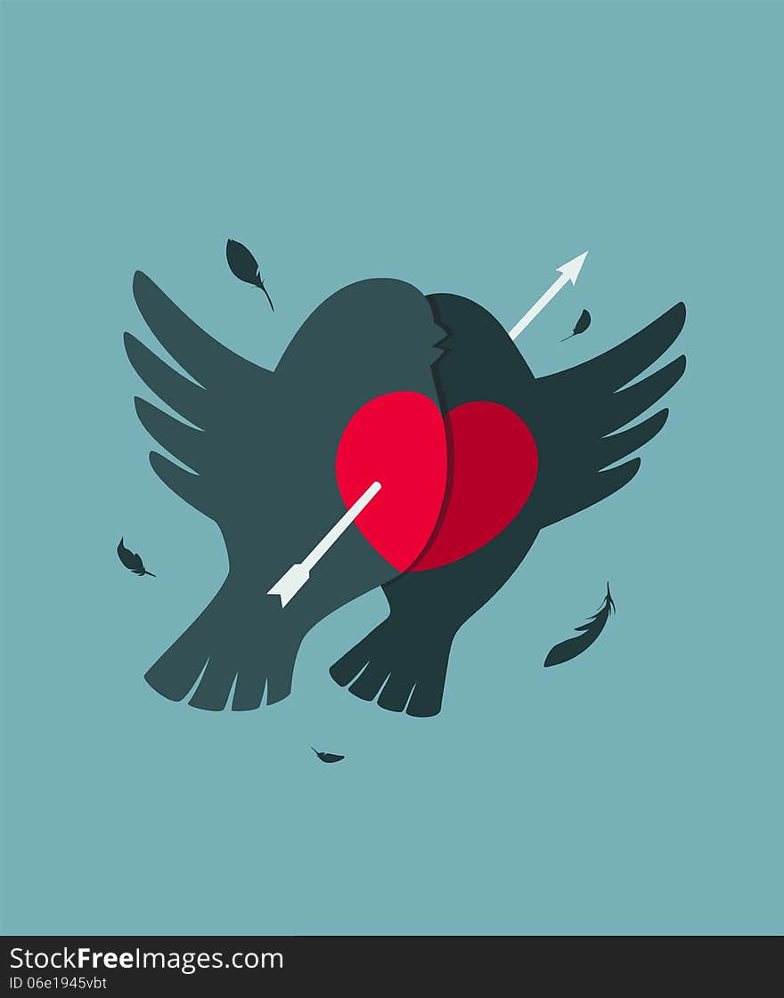 Birds couple in love illustration. Vector EPS8 drawing. Birds couple in love illustration. Vector EPS8 drawing.