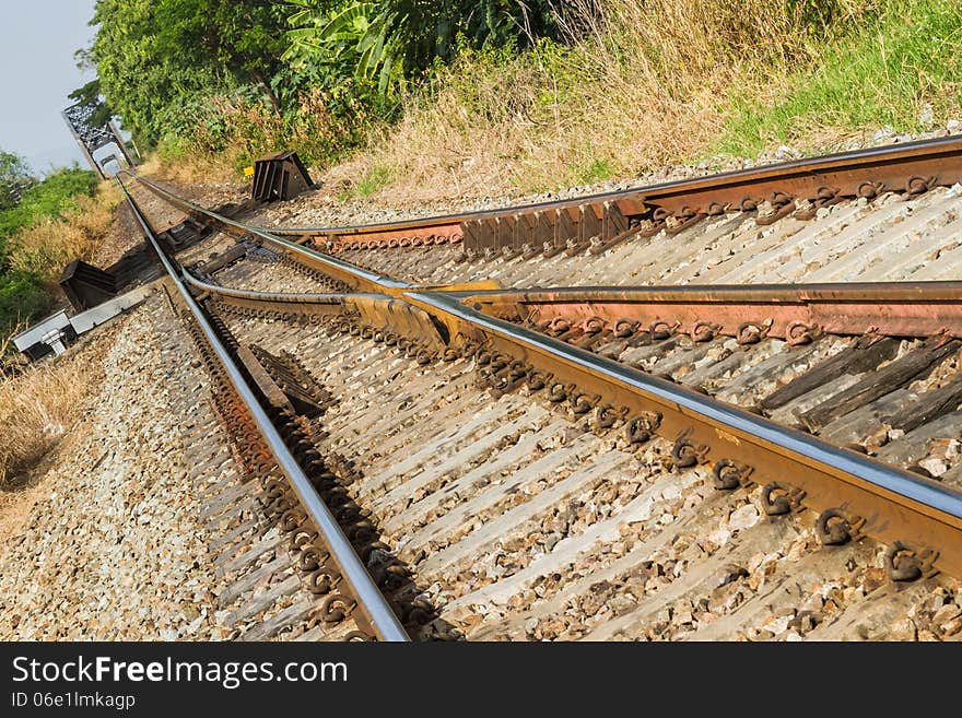 Railway tracks at the junction