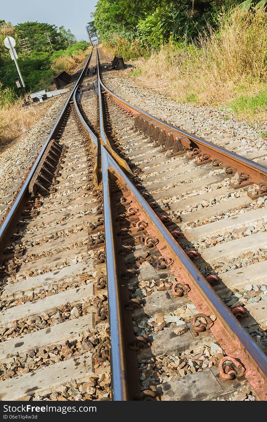 Railway tracks at the junction