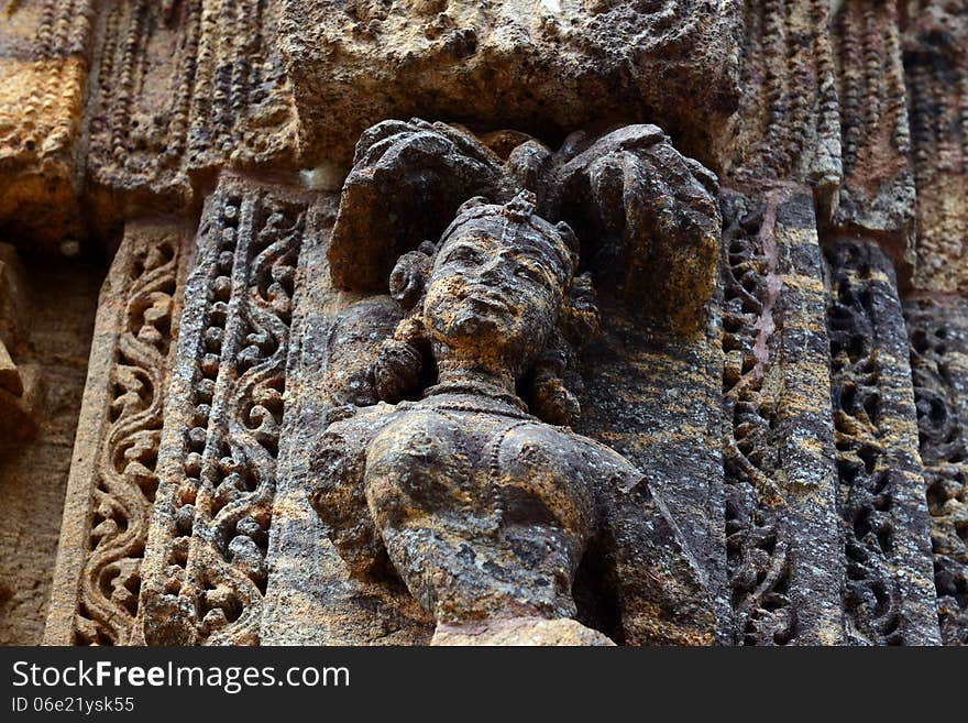 Ancient wall sculptors at the Konark sun temple in Orissa. Ancient wall sculptors at the Konark sun temple in Orissa.