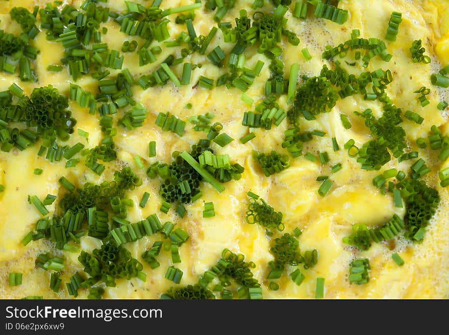 Omelet Scrambled Eggs With Chives And Herbs