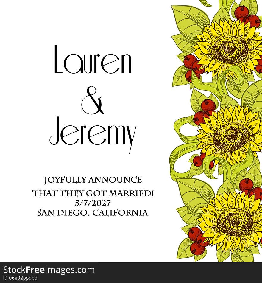 Wedding card or invitation with abstract floral background