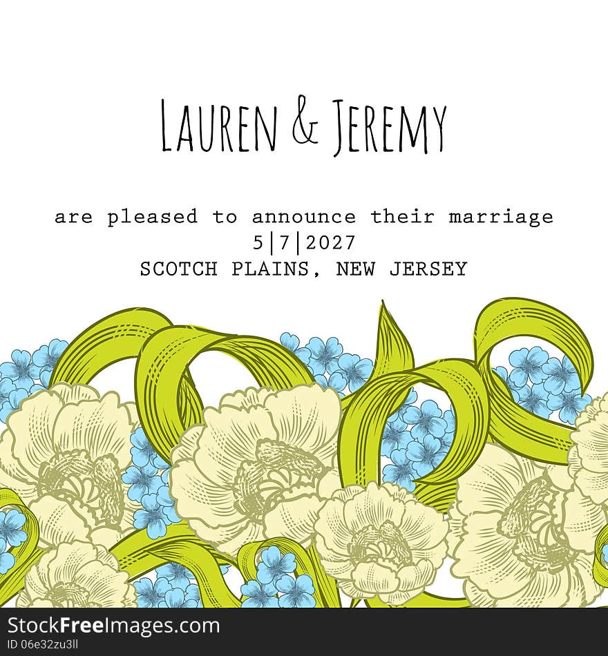 Wedding card or invitation with abstract floral background