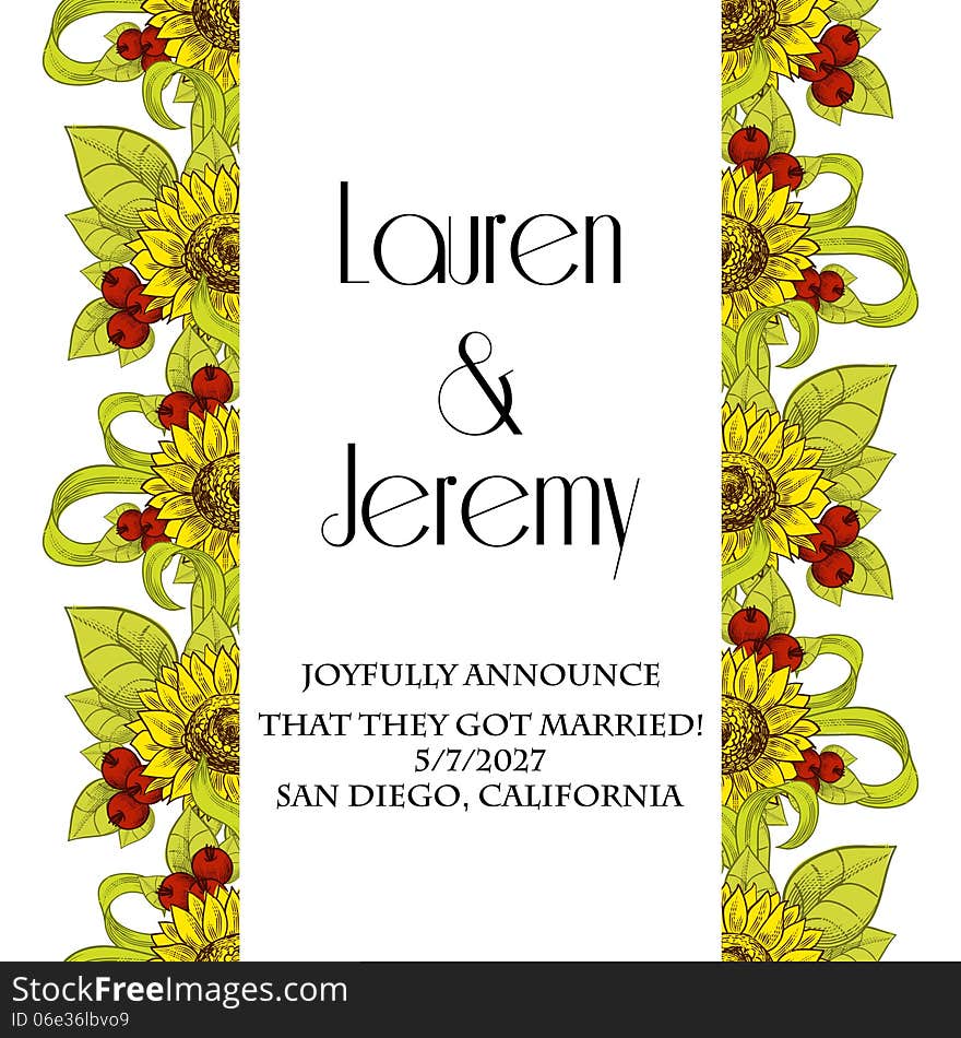 Wedding card or invitation with abstract floral background