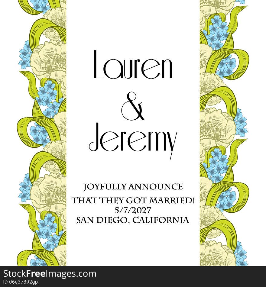 Wedding card or invitation with abstract floral background