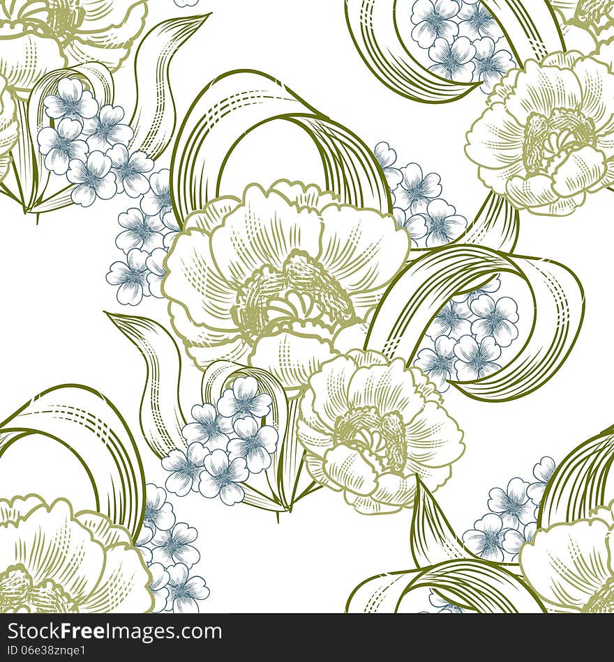 Vector seamless background with flowers. Vector seamless background with flowers