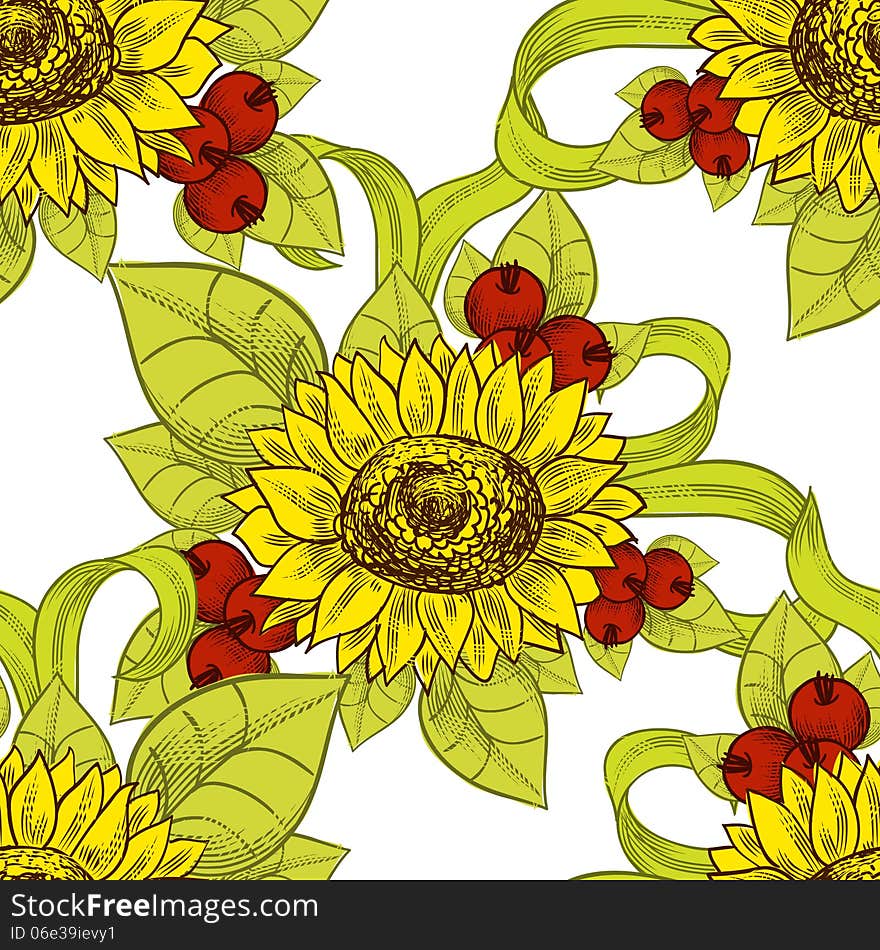 Vector seamless background with flowers. Vector seamless background with flowers