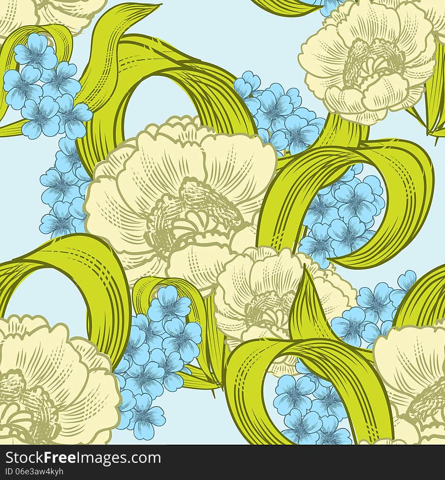 Fresh background with plants and flowers. Fresh background with plants and flowers