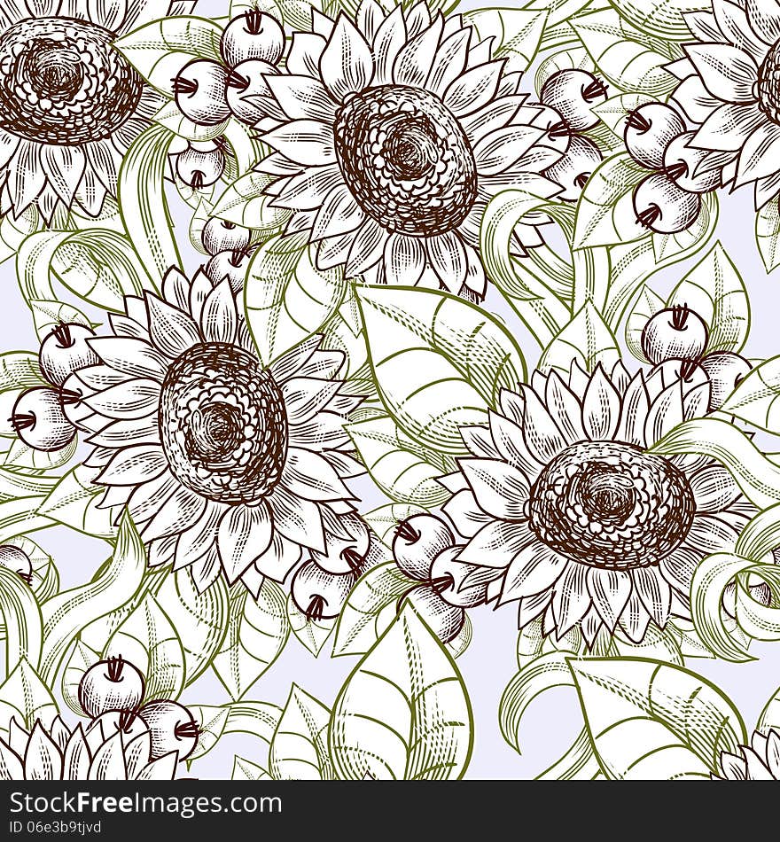 Vector seamless background with flowers. Vector seamless background with flowers