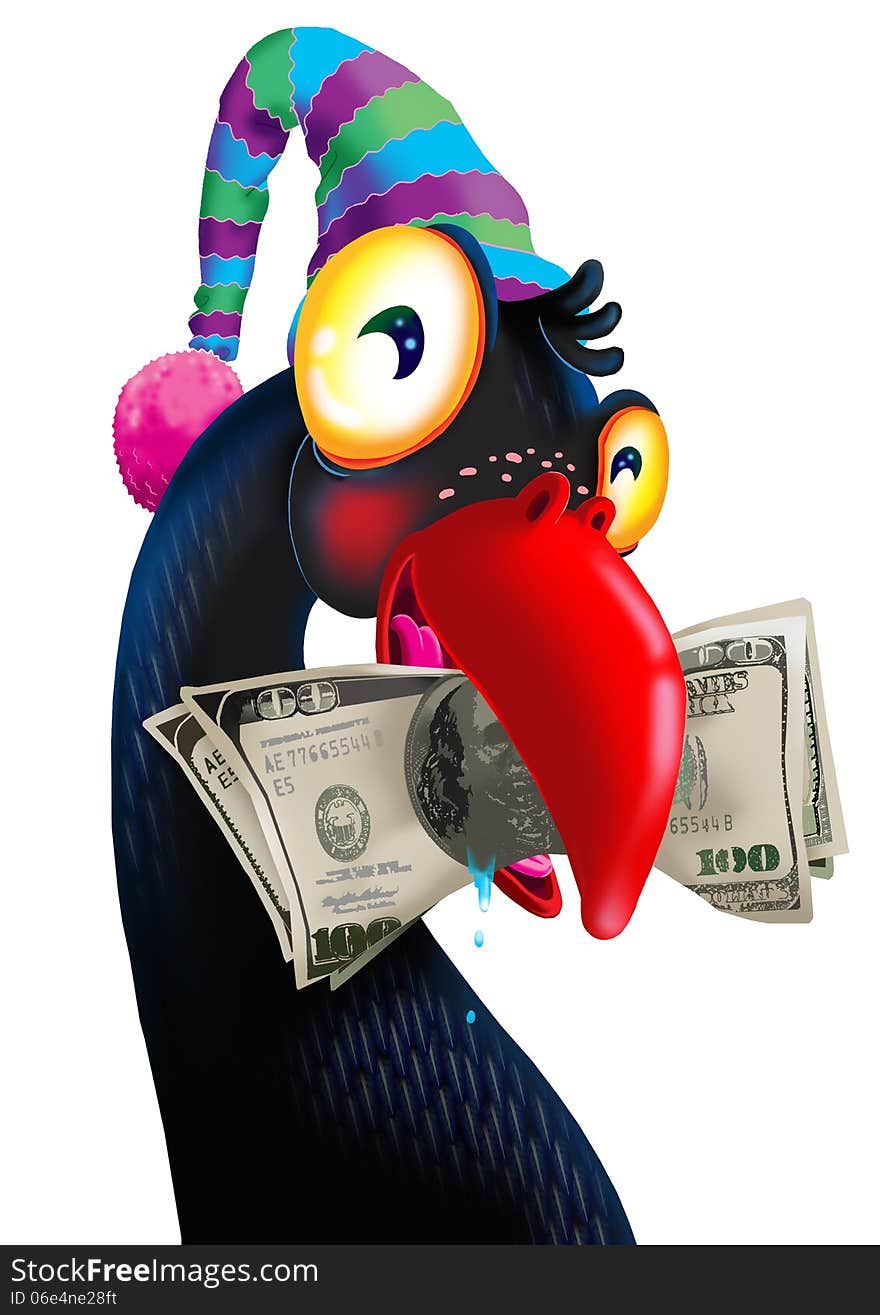 Birds With Dollar Banknote.