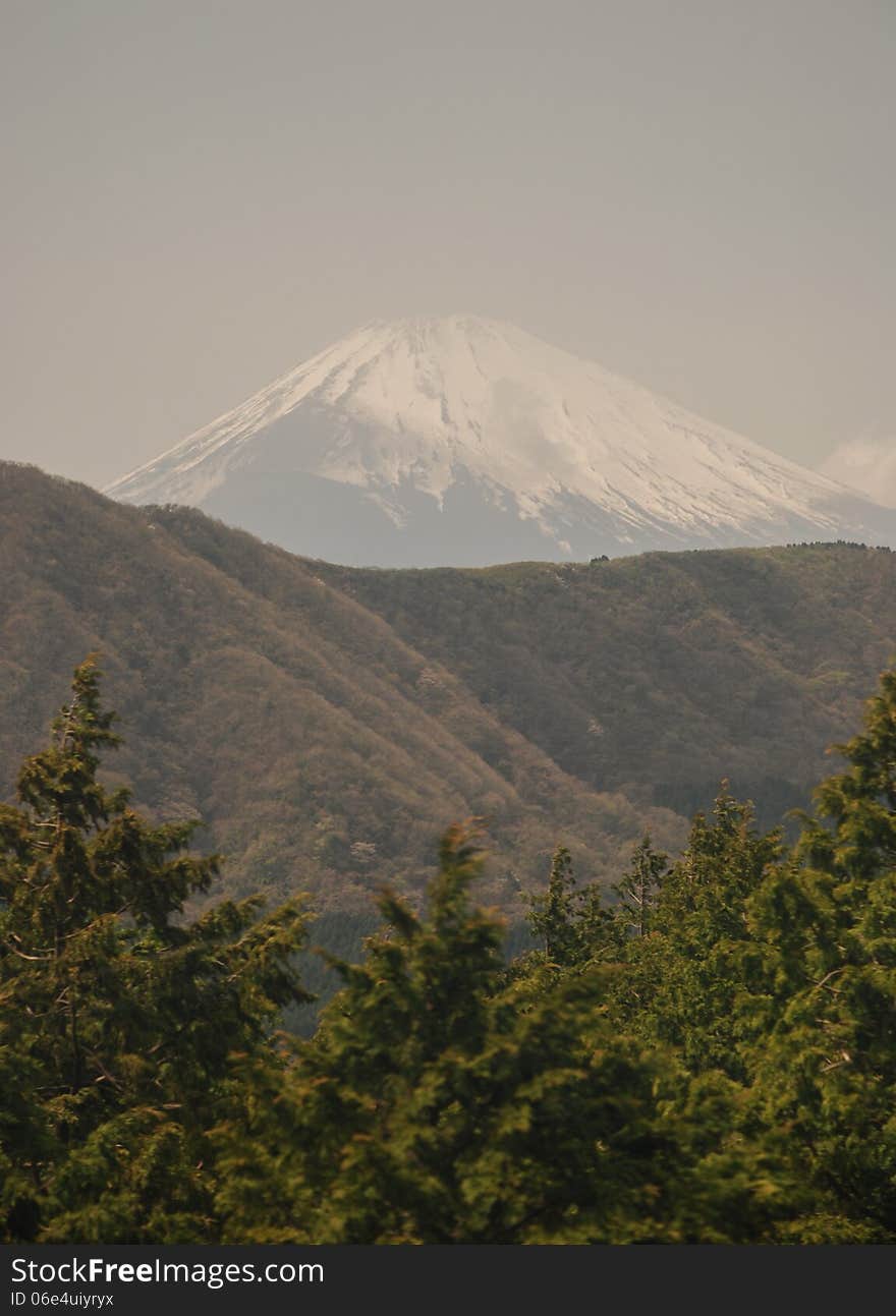 Hakone Shrine's Torii, Lake Ashi and Mount Fuji. Hakone Shrine's Torii, Lake Ashi and Mount Fuji.