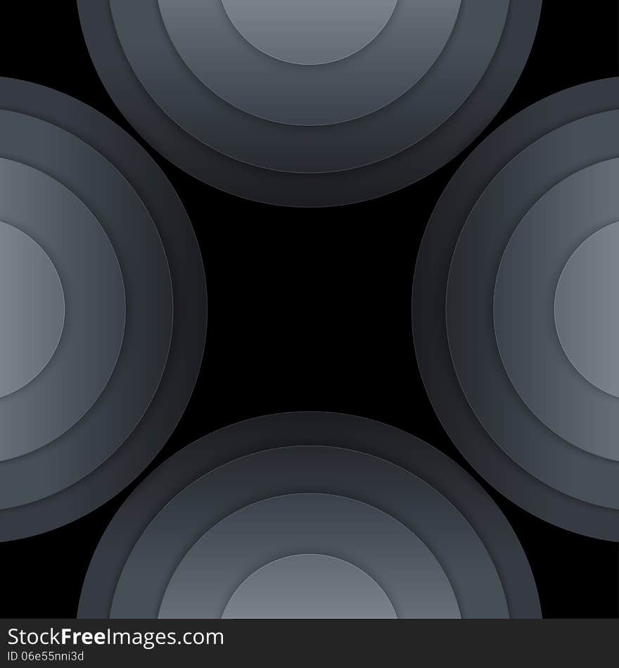 Abstract dark grey paper circles background