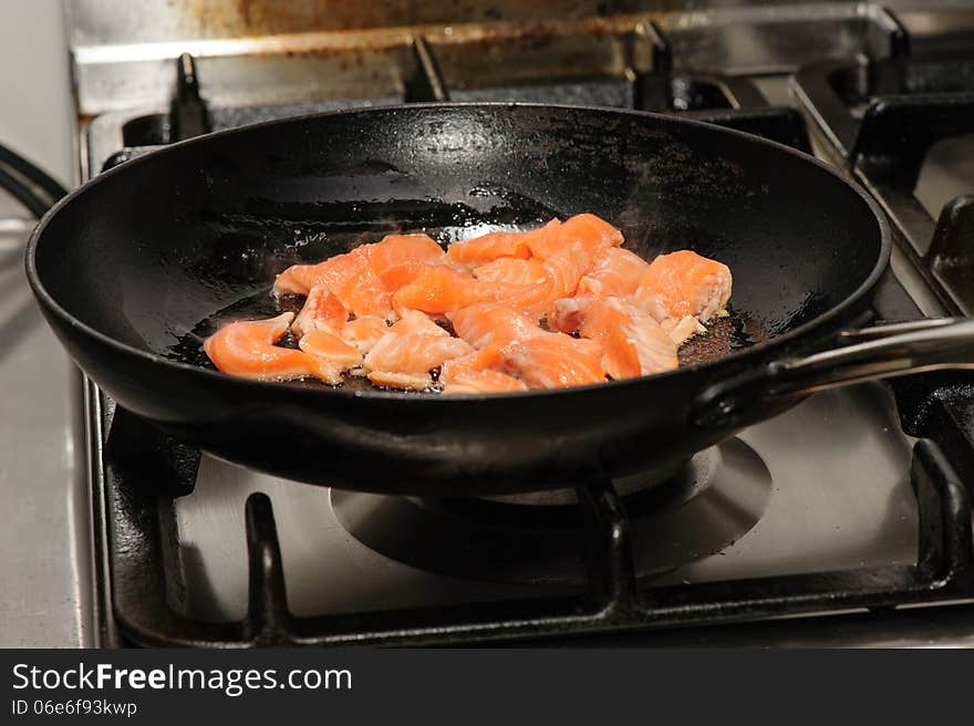 Fish pieces frying