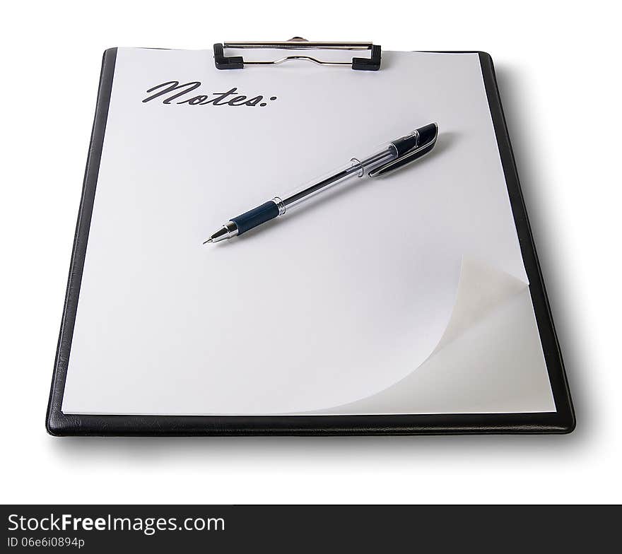 Clipboard With Pen Isolated On White Background