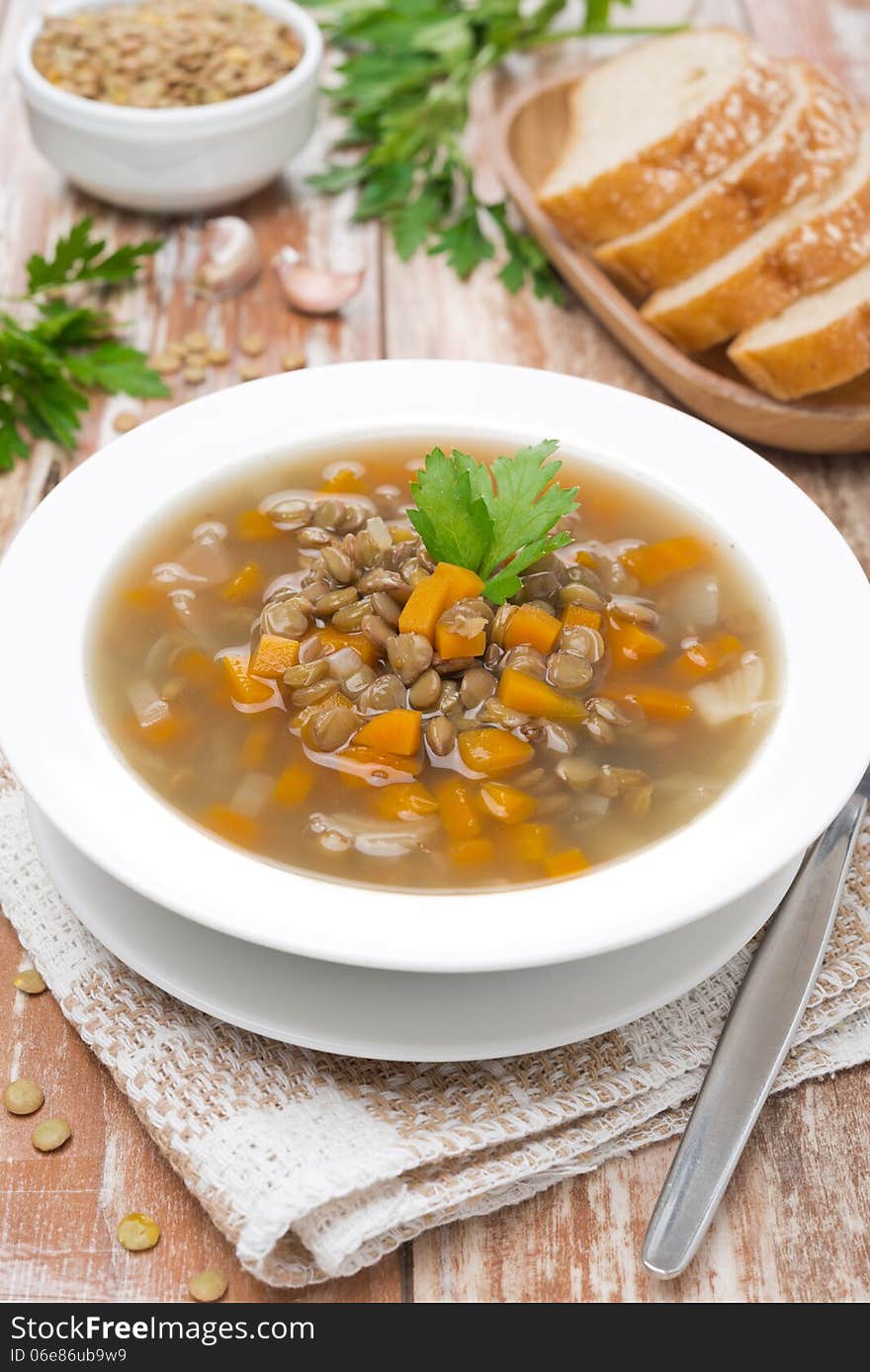 Vegetable Soup With Lentils, Vertical