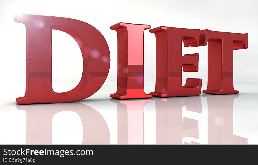 3d design. Diet 3d text and white background