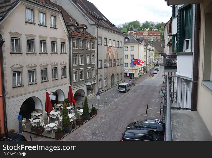 Townscape of Feldkirch, Vorarlberg, Austria. april 2012