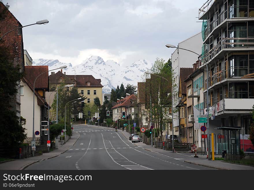 Townscape of Feldkirch, Vorarlberg, Austria. april 2012