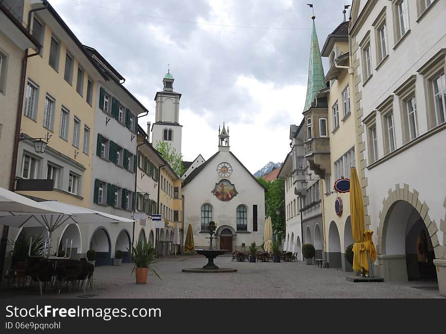 Townscape of Feldkirch, Vorarlberg, Austria. april 2012