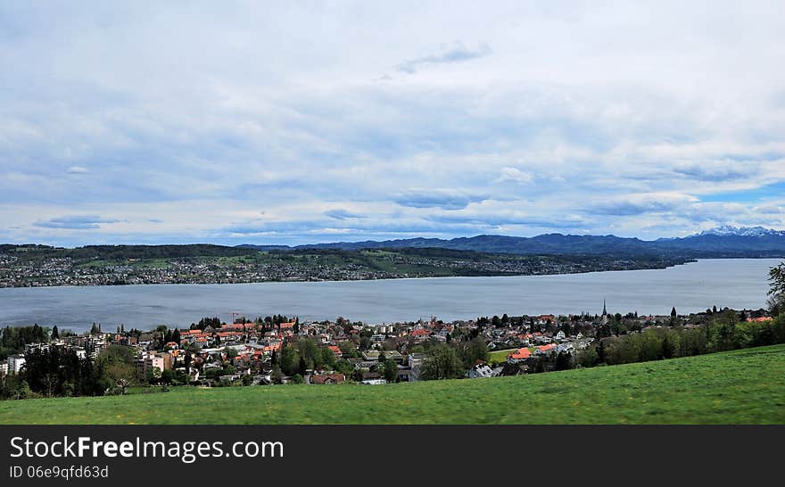 Aerial View Of A Swiss Country Village