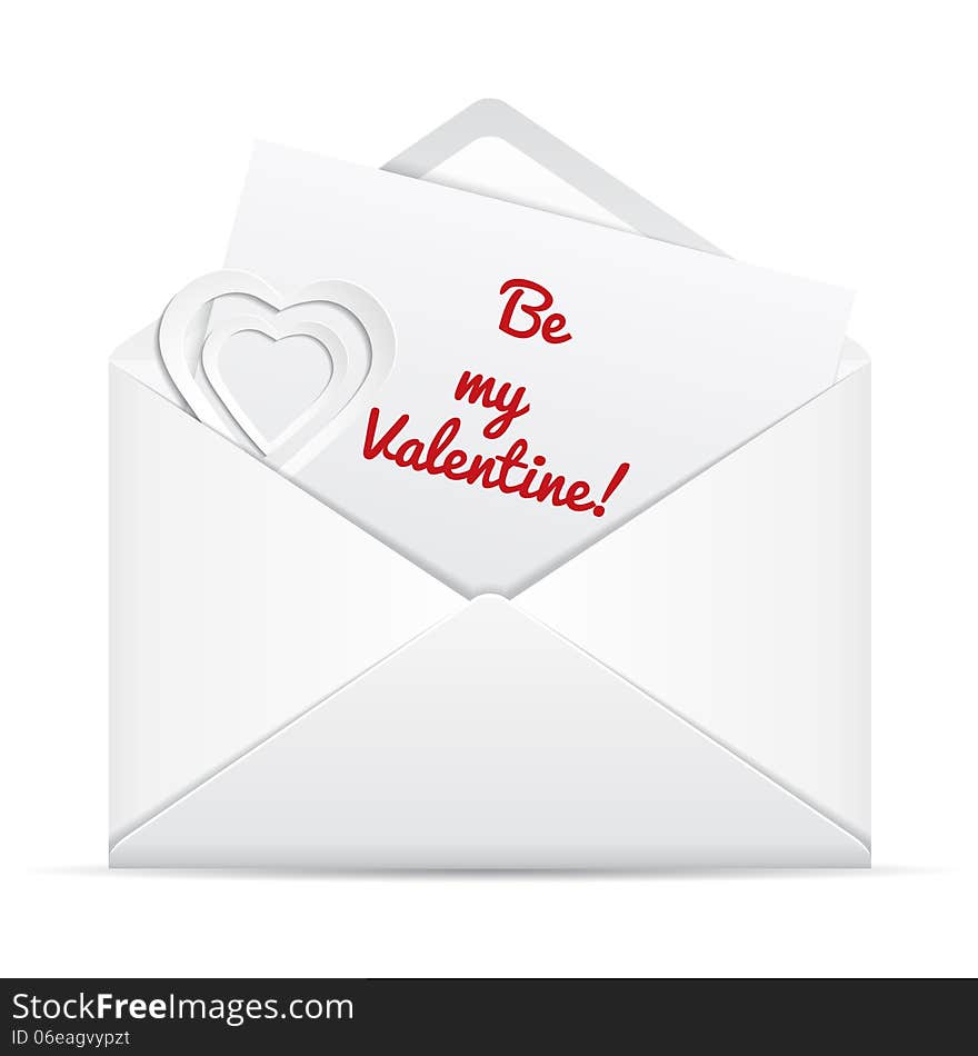 Love letter in envelope. Be my Valentine!