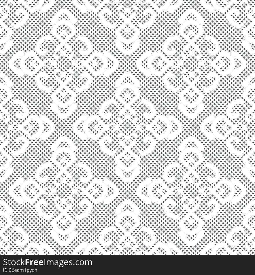 White lace seamless pattern on gray background. damask vector illustration.