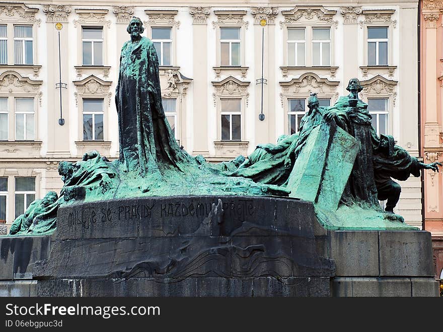 The Jan Hus Memorial in Old Town Square, Prague, Czech Republic