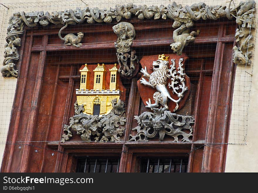 Decoration of old building in Prague