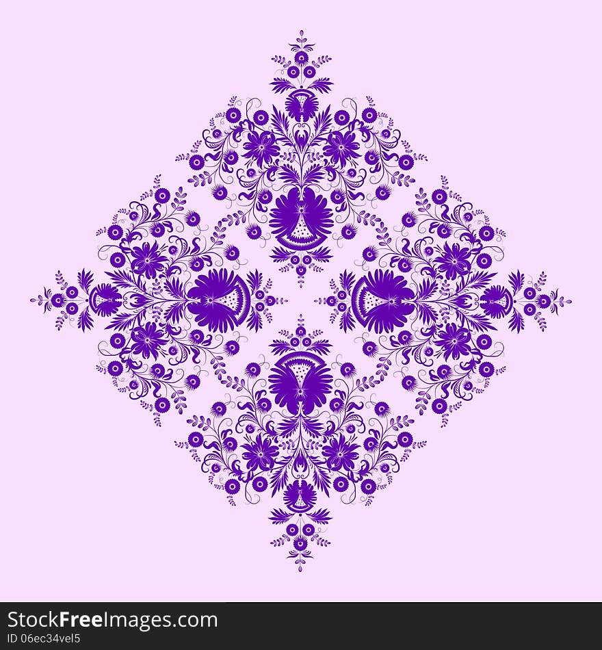 Filigree floral pattern on a lilac background. Vector illustration EPS 10. Filigree floral pattern on a lilac background. Vector illustration EPS 10.