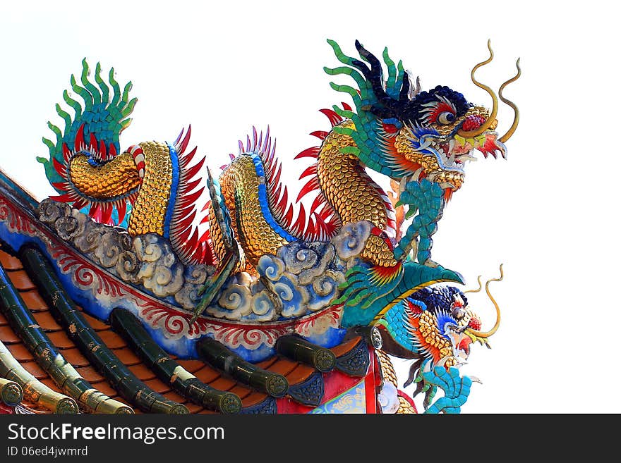 Chinese Dragon Statue On Roof