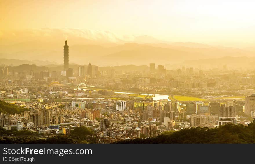 Cityscape of Taipei, Taiwan at dusk. Cityscape of Taipei, Taiwan at dusk.