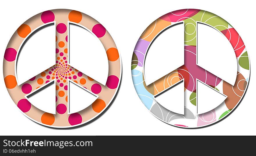 Peace with colourful and peach pink floral background. Peace with colourful and peach pink floral background.