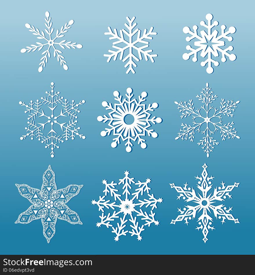 Set of ornamental snowflakes