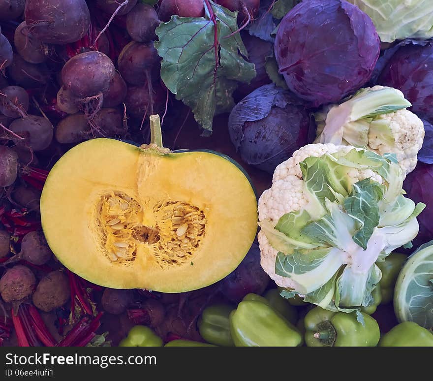 Pumpkin cut and broccoli