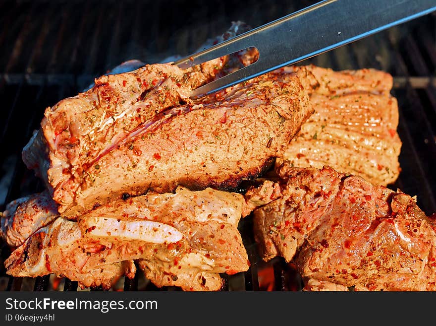 Pork fillet cooked on the grill. Pork fillet cooked on the grill