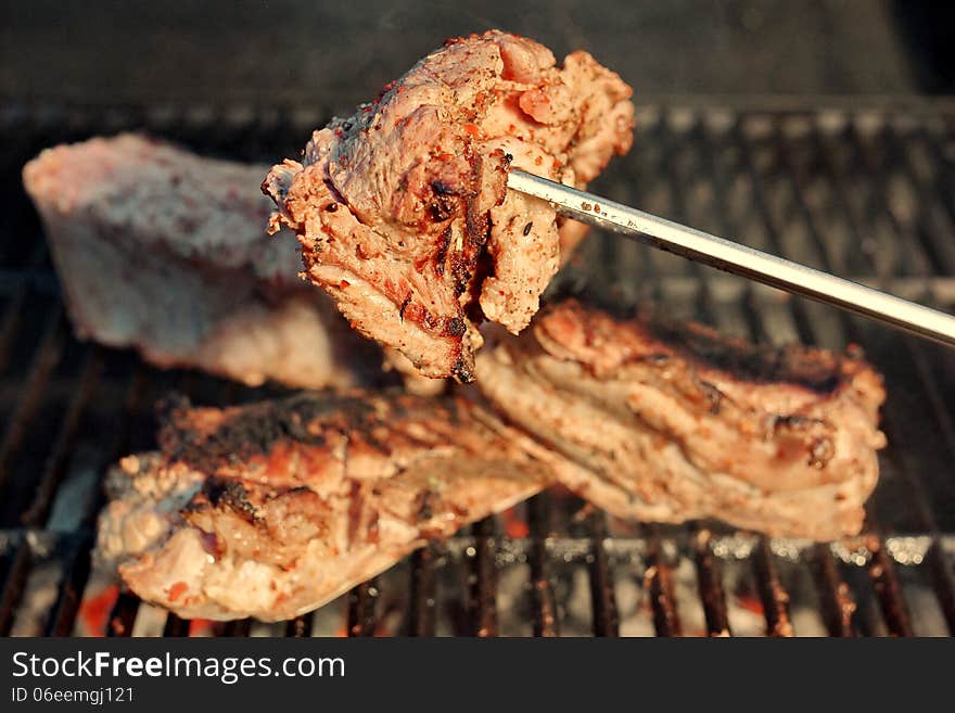 Pork fillet cooked on the grill. Pork fillet cooked on the grill