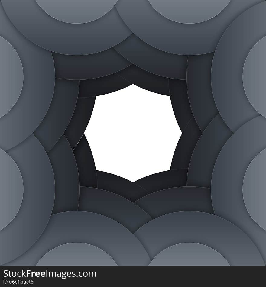 Abstract Dark Grey Paper Circles Background