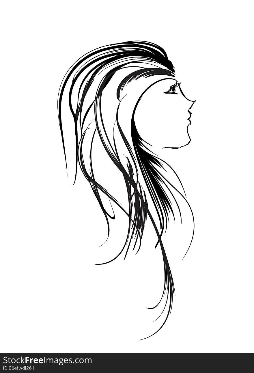 Vector illustration. Beauty girl faceon on a white background