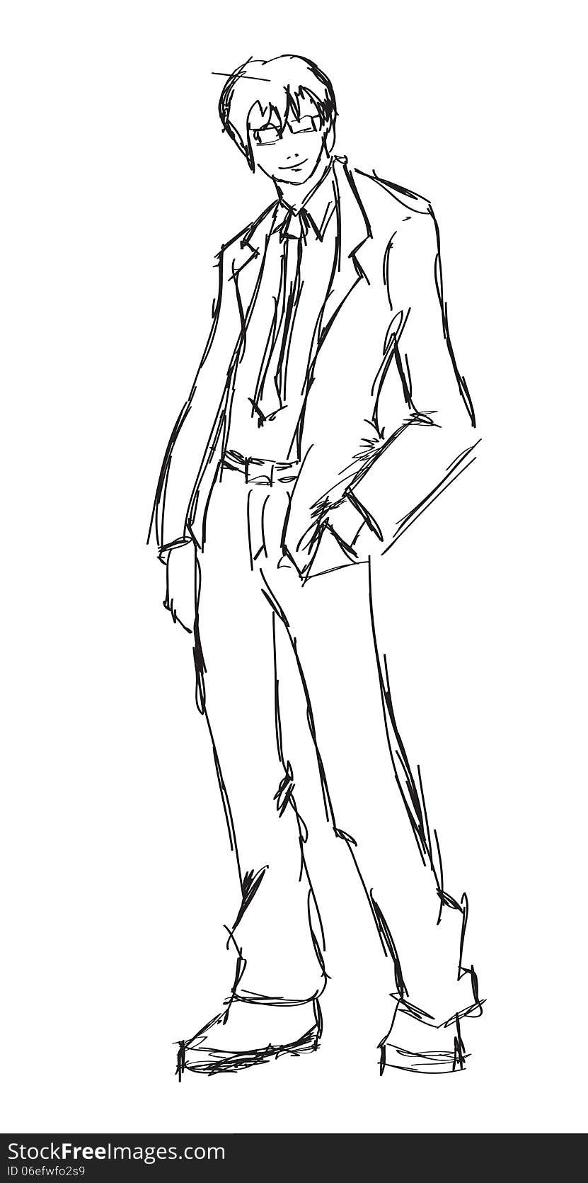 Sketch. Handsome stylish man