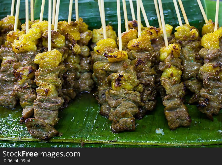 Traditional Thai style grilled pork