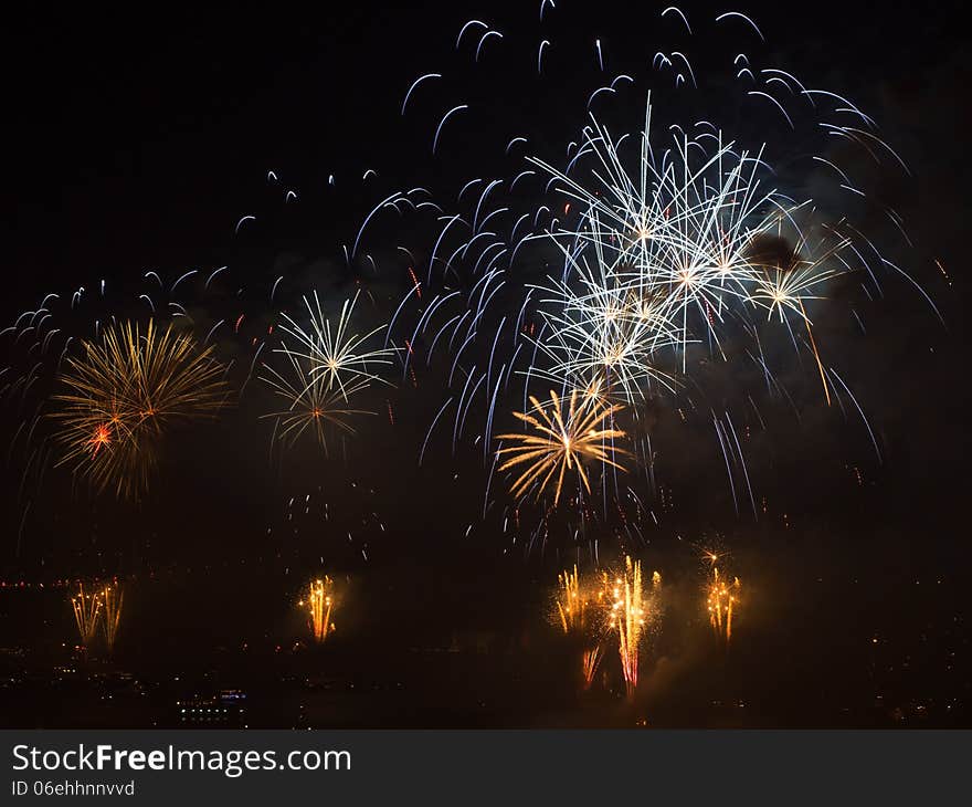 The Celebration of Turkish Republic Day with Fireworks show in Istanbul at October 29th, 2013. The Celebration of Turkish Republic Day with Fireworks show in Istanbul at October 29th, 2013