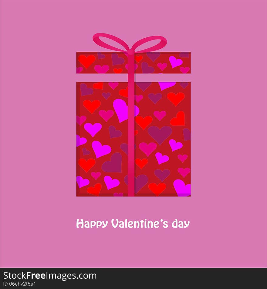 Pink greeting card for Valentine's Day. Pink greeting card for Valentine's Day