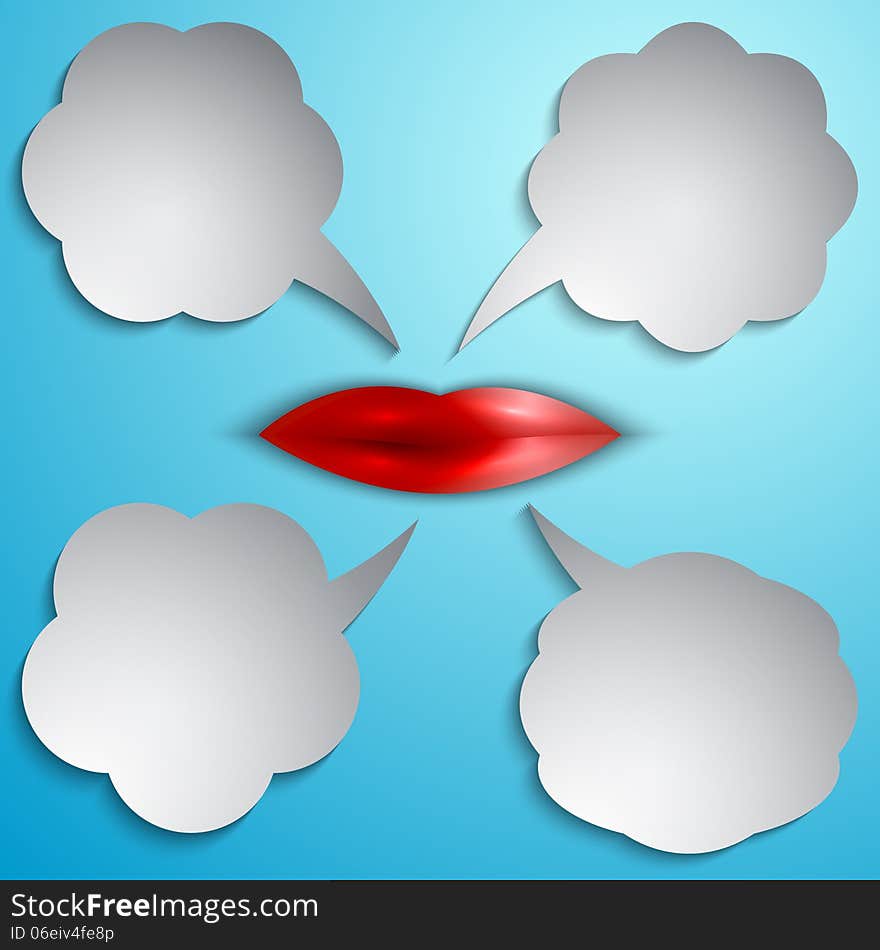 Vector speech bubble set with lips