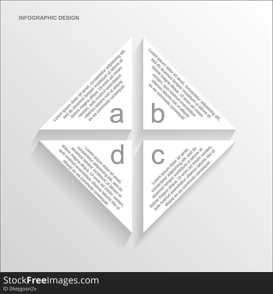 Paper triangle infographic template for business presentation, vector eps 10 illustration